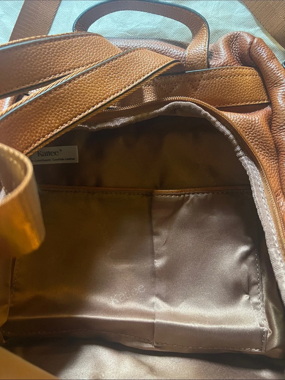 Kattee Brown Leather Backpack - Women’s Casual Daypack